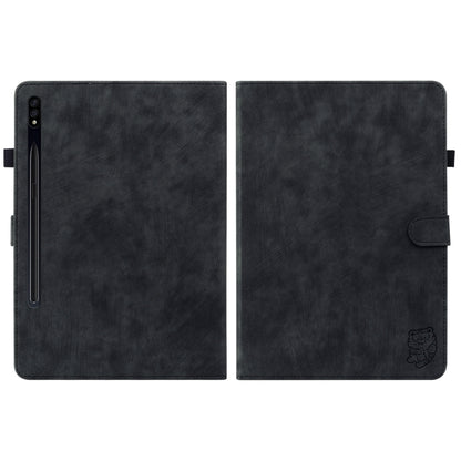 For Samsung Galaxy Tab S7+/Tab S8+ Tiger Pattern Flip Leather Tablet Case(Black) by buy2fix
