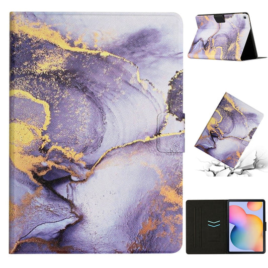 For Samsung Galaxy Tab S6 Lite P610 Marble Pattern Smart Leather Tablet Case(Purple) - Tab S6 Lite P610 / P615 by buy2fix | Online Shopping UK | buy2fix