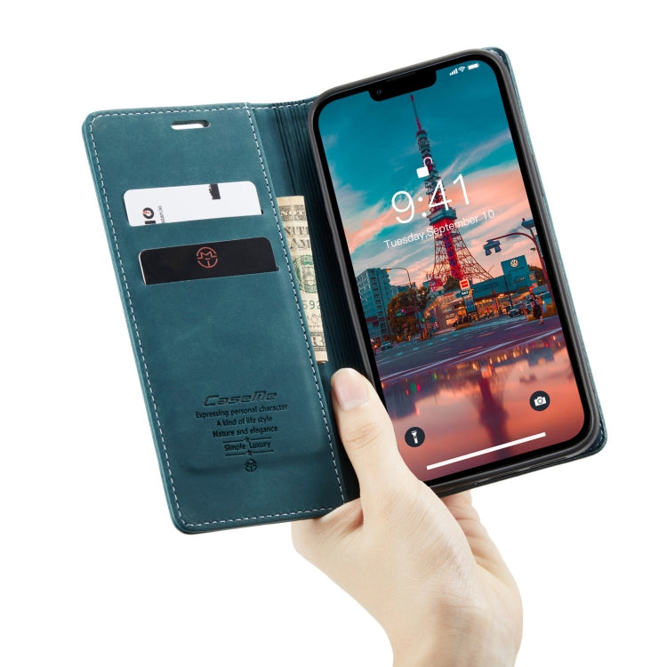 For iPhone 14 CaseMe-013 Multifunctional Retro Frosted Leather Phone Case (Blue) - iPhone 14 Cases by CaseMe | Online Shopping UK | buy2fix