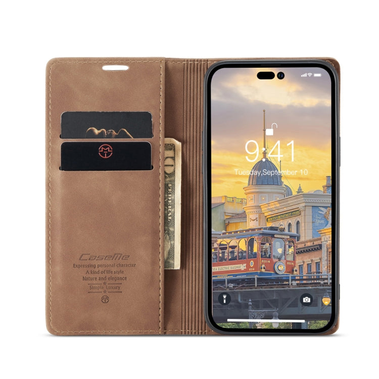 For iPhone 14 Pro Max CaseMe-013 Multifunctional Retro Frosted Leather Phone Case (Brown) - iPhone 14 Pro Max Cases by CaseMe | Online Shopping UK | buy2fix