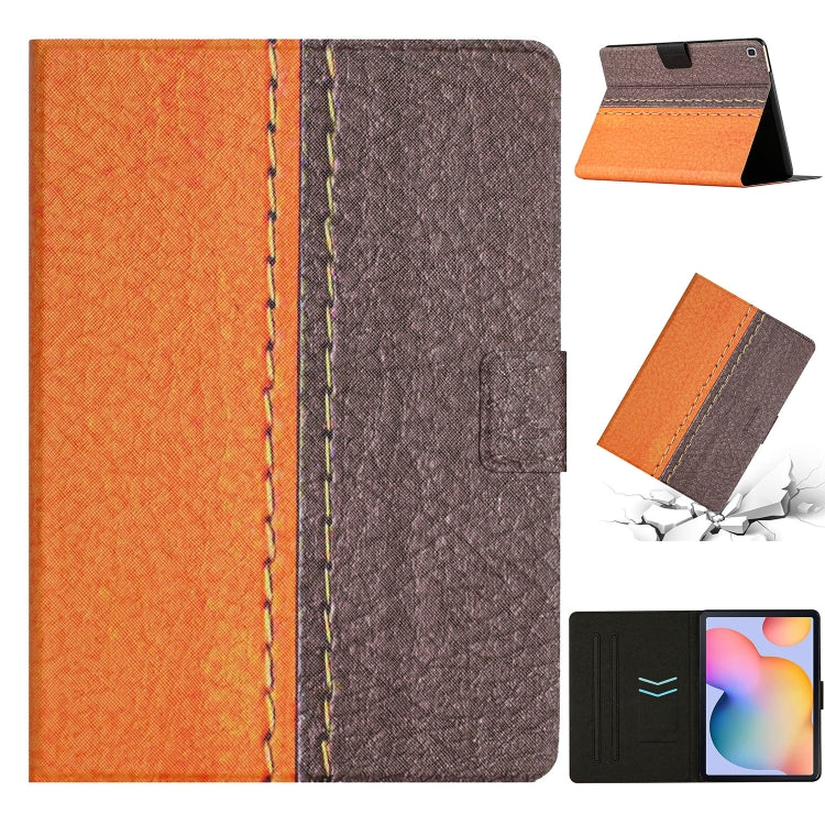 For Samsung Galaxy Tab A7 10.4 2020 T500 Stitching Solid Color Smart Leather Tablet Case(Orange) - Other Galaxy Tab PC by buy2fix | Online Shopping UK | buy2fix
