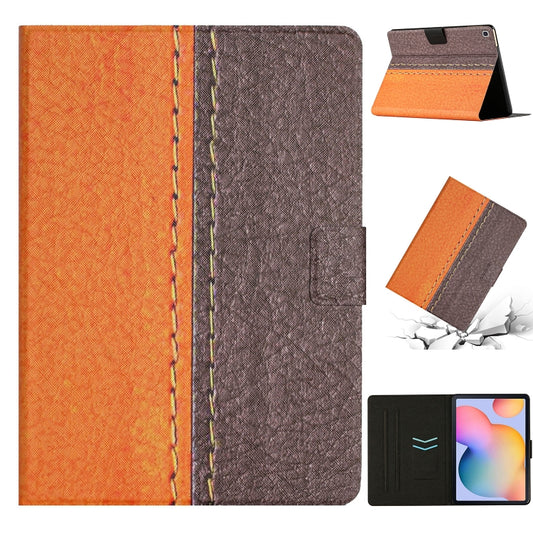 For Samsung Galaxy Tab A7 10.4 2020 T500 Stitching Solid Color Smart Leather Tablet Case(Orange) - Other Galaxy Tab PC by buy2fix | Online Shopping UK | buy2fix