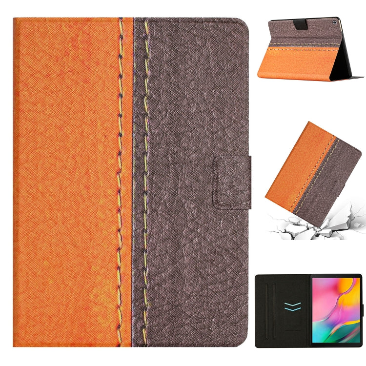 For Samsung Galaxy Tab A 10.1 2019 T510 Stitching Solid Color Smart Leather Tablet Case(Orange) - Tab A 10.1 (2019) T510 / T515 by buy2fix | Online Shopping UK | buy2fix