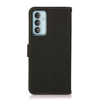 For Samsung Galaxy M13 4G KHAZNEH Custer Genuine Leather RFID Phone Case(Black) - Galaxy Phone Cases by buy2fix | Online Shopping UK | buy2fix