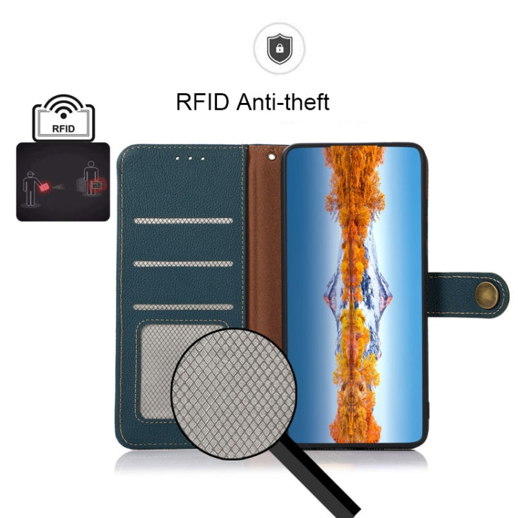 For Samsung Galaxy M13 4G KHAZNEH Custer Genuine Leather RFID Phone Case(Green) - Galaxy Phone Cases by buy2fix | Online Shopping UK | buy2fix