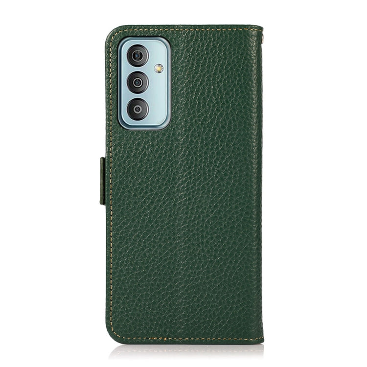 For Samsung Galaxy M13 4G KHAZNEH Side-Magnetic Litchi Genuine Leather RFID Phone Case(Green) - Galaxy Phone Cases by buy2fix | Online Shopping UK | buy2fix