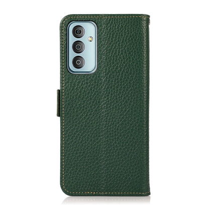 For Samsung Galaxy M13 4G KHAZNEH Side-Magnetic Litchi Genuine Leather RFID Phone Case(Green) - Galaxy Phone Cases by buy2fix | Online Shopping UK | buy2fix