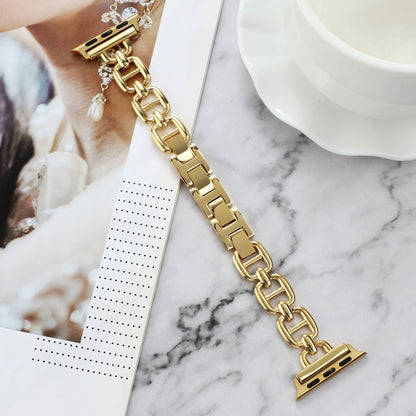 Steel Watch Band For Apple Watch Series 9&8&7 41mm / SE 3&SE 2&6&SE&5&4 40mm / 3&2&1 38mm(Gold) by buy2fix