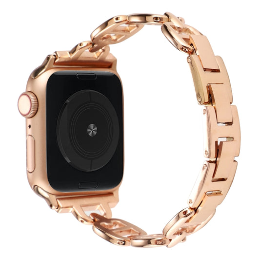 Steel Watch Band For Apple Watch Series 9&8&7 41mm / SE 3&SE 2&6&SE&5&4 40mm / 3&2&1 38mm(Rose Gold) by buy2fix