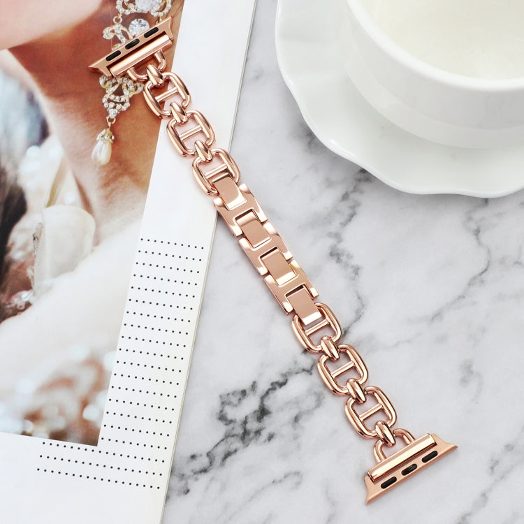 Steel Watch Band For Apple Watch Series 9&8&7 41mm / SE 3&SE 2&6&SE&5&4 40mm / 3&2&1 38mm(Rose Gold) by buy2fix