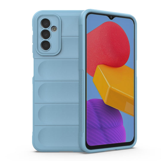 For Samsung Galaxy M13 4G Magic Shield TPU + Flannel Phone Case(Light Blue)