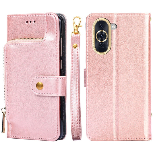 For Huawei nova 10 Zipper Bag Leather Phone Case(Rose Gold)
