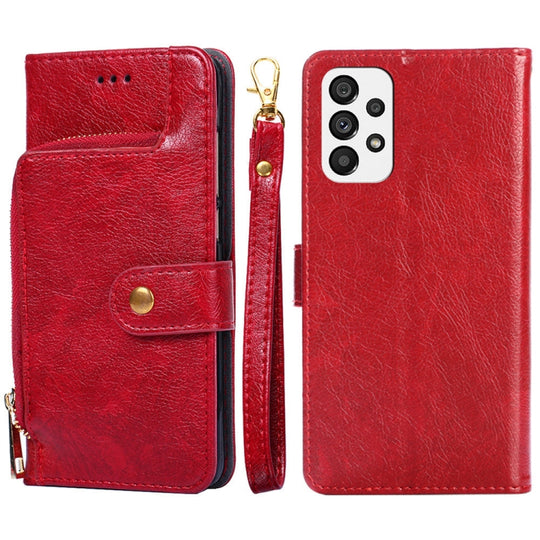 For Samsung Galaxy A73 5G Zipper Bag Leather Phone Case(Red)
