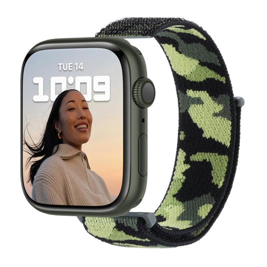 Nylon Loop Watch Band For Apple Watch Ultra 49mm&Watch Ultra 2 49mm / Series 9&8&7 45mm / SE 3&SE 2&6&SE&5&4 44mm / 3&2&1 42mm(Army Green Camouflage) by buy2fix