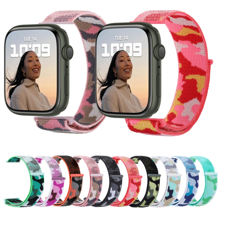 Nylon Loop Watch Band For Apple Watch Ultra 49mm&Watch Ultra 2 49mm / Series 9&8&7 45mm / SE 3&SE 2&6&SE&5&4 44mm / 3&2&1 42mm(Army Green Camouflage) by buy2fix