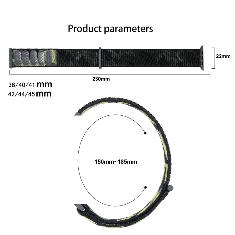 Nylon Loop Watch Band For Apple Watch Ultra 49mm&Watch Ultra 2 49mm / Series 9&8&7 45mm / SE 3&SE 2&6&SE&5&4 44mm / 3&2&1 42mm(Army Green Camouflage) by buy2fix
