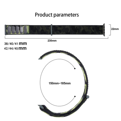 Nylon Loop Watch Band For Apple Watch Ultra 49mm&Watch Ultra 2 49mm / Series 9&8&7 45mm / SE 3&SE 2&6&SE&5&4 44mm / 3&2&1 42mm(Army Green Camouflage) by buy2fix