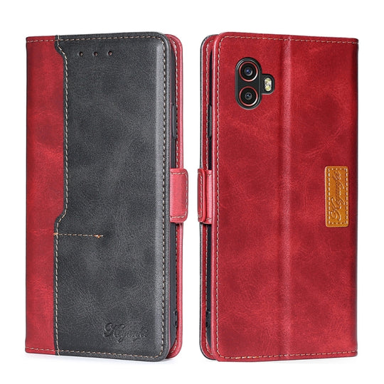 For Samsung Galaxy Xcover6 Pro / Xcover Pro 2 Contrast Color Side Buckle Leather Phone Case(Red+Black)