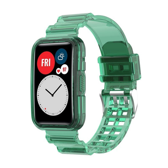For Huawei Watch Fit 2 Integrated Transparent Silicone Watch Band(Transparent Green)