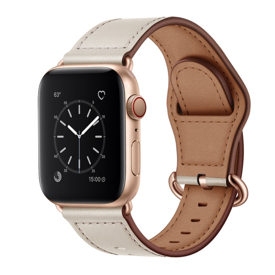 Genuine Leather Watch Band For Apple Watch Ultra 49mm&Watch Ultra 2 49mm / Series 9&8&7 45mm / SE 3&SE 2&6&SE&5&4 44mm / 3&2&1 42mm(Beige)
