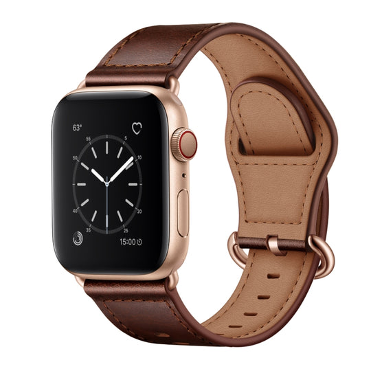 Genuine Leather Watch Band For Apple Watch Ultra 49mm&Watch Ultra 2 49mm / Series 9&8&7 45mm / SE 3&SE 2&6&SE&5&4 44mm / 3&2&1 42mm(Dark Brown Oil Texture)