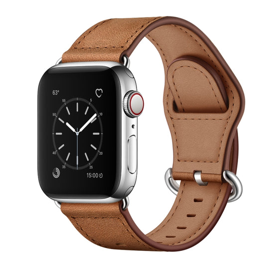 Genuine Leather Watch Band For Apple Watch Series 9&8&7 41mm / SE 3&SE 2&6&SE&5&4 40mm / 3&2&1 38mm(Red Brown Crazy Horse Texture)