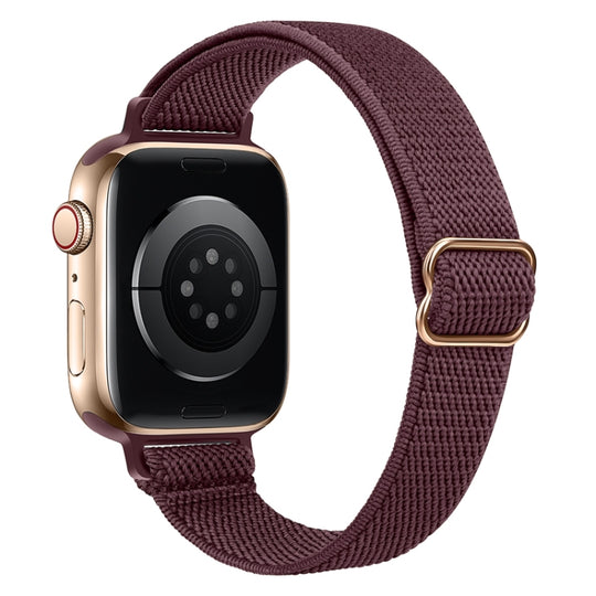 Small Waist Nylon Watch Band For Apple Watch Series 9&8&7 41mm / SE 3&SE 2&6&SE&5&4 40mm / 3&2&1 38mm(Dark Wine Red)