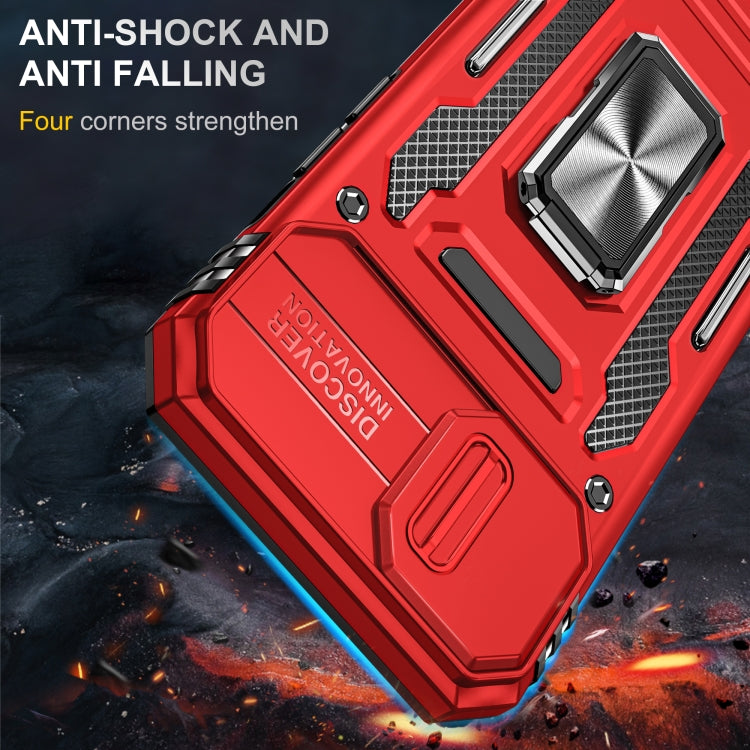 For iPhone 14 Armor PC + TPU Camera Shield Phone Case (Red) by buy2fix