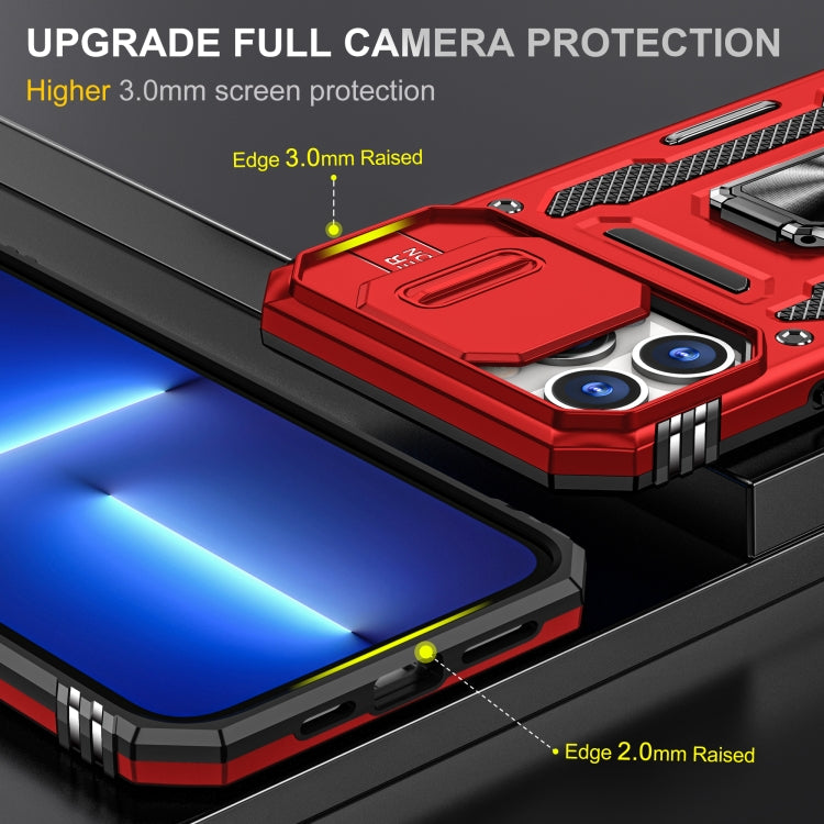 For iPhone 14 Pro Armor PC + TPU Camera Shield Phone Case(Red) - iPhone 14 Pro Cases by buy2fix | Online Shopping UK | buy2fix