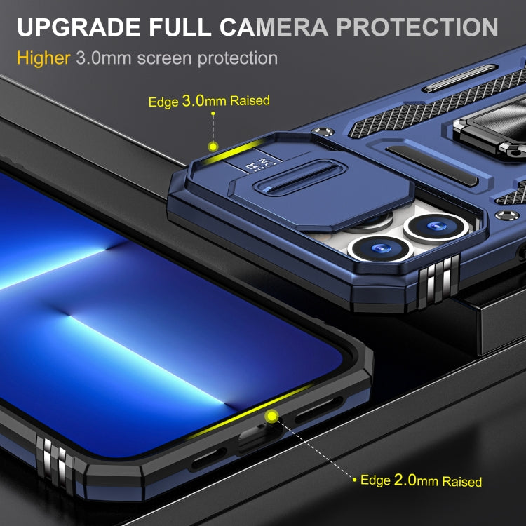 For iPhone 14 Pro Max Armor PC + TPU Camera Shield Phone Case (Navy Blue) - iPhone 14 Pro Max Cases by buy2fix | Online Shopping UK | buy2fix