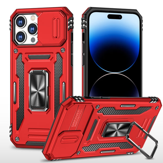For iPhone 14 Pro Max Armor PC + TPU Camera Shield Phone Case (Red) - iPhone 14 Pro Max Cases by buy2fix | Online Shopping UK | buy2fix