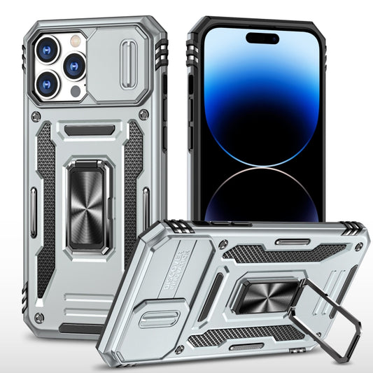 For iPhone 14 Pro Max Armor PC + TPU Camera Shield Phone Case (Grey) - iPhone 14 Pro Max Cases by buy2fix | Online Shopping UK | buy2fix