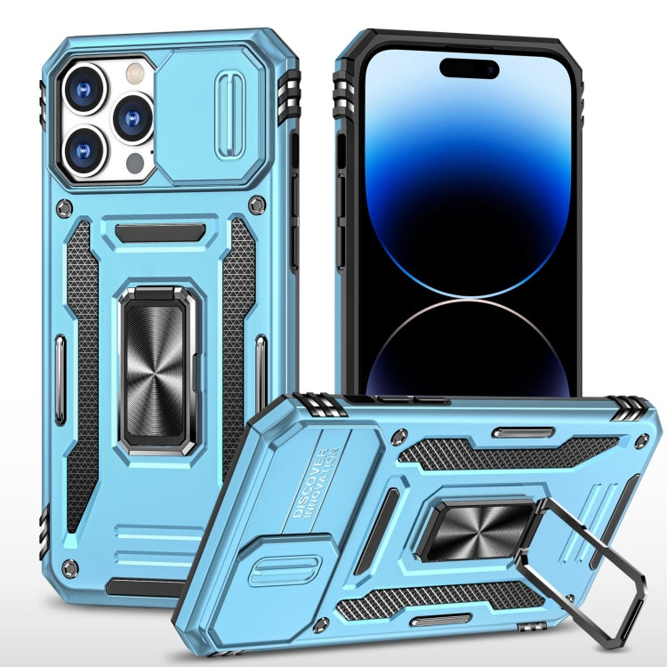 For iPhone 14 Pro Max Armor PC + TPU Camera Shield Phone Case (Light Blue) - iPhone 14 Pro Max Cases by buy2fix | Online Shopping UK | buy2fix