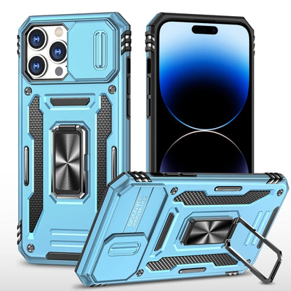 For iPhone 14 Pro Max Armor PC + TPU Camera Shield Phone Case (Light Blue) - iPhone 14 Pro Max Cases by buy2fix | Online Shopping UK | buy2fix