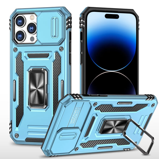 For iPhone 14 Pro Max Armor PC + TPU Camera Shield Phone Case (Light Blue) - iPhone 14 Pro Max Cases by buy2fix | Online Shopping UK | buy2fix