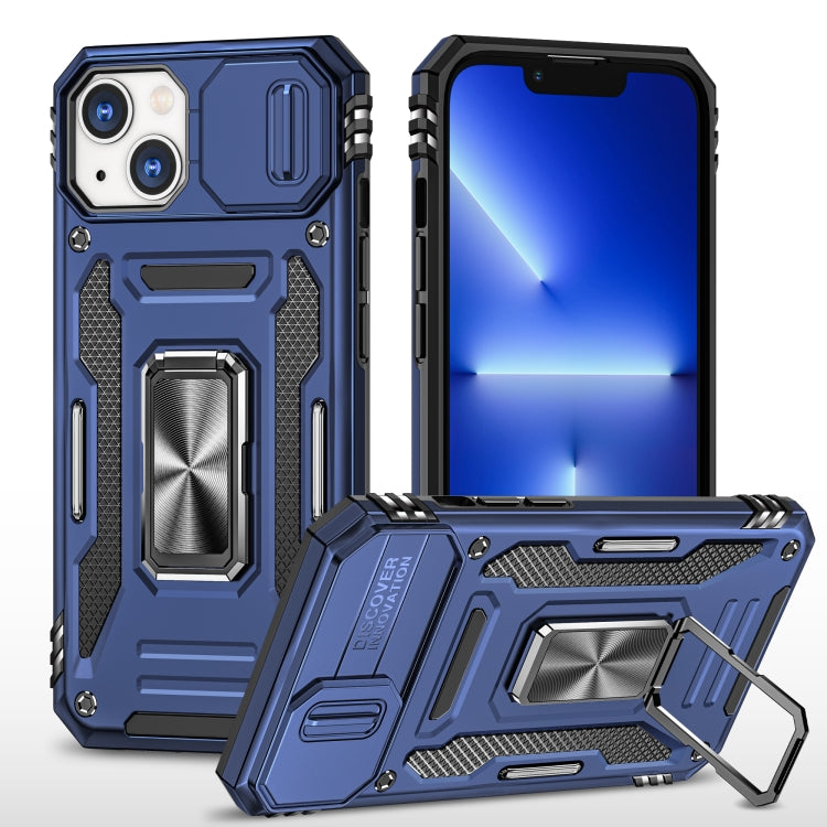 For iPhone 13 Armor PC + TPU Camera Shield Phone Case(Navy Blue) by buy2fix