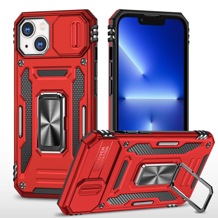 For iPhone 13 Armor PC + TPU Camera Shield Phone Case(Red) by buy2fix