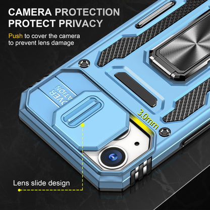 For iPhone 13 Armor PC + TPU Camera Shield Phone Case(Light Blue) by buy2fix