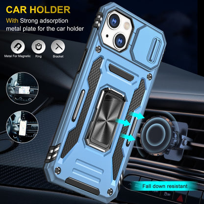 For iPhone 13 Armor PC + TPU Camera Shield Phone Case(Light Blue) by buy2fix