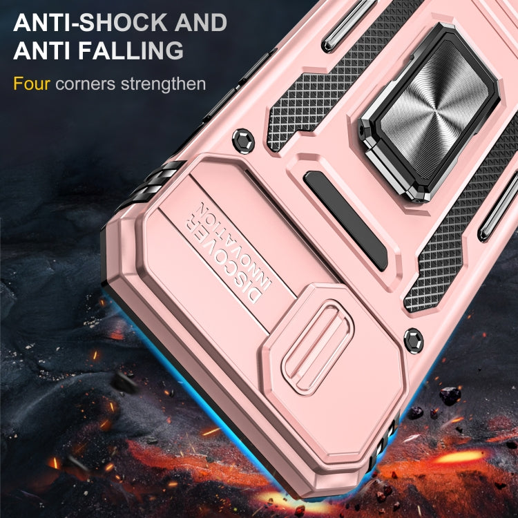 For iPhone 13 Armor PC + TPU Camera Shield Phone Case(Rose Gold) by buy2fix