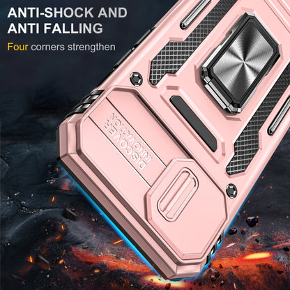 For iPhone 13 Armor PC + TPU Camera Shield Phone Case(Rose Gold) by buy2fix