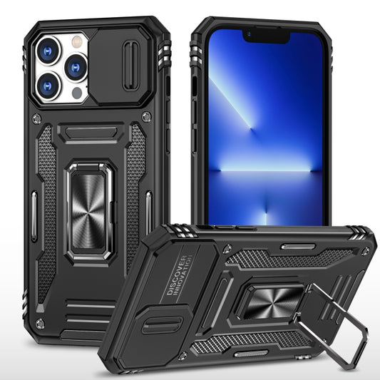 For iPhone 13 Pro Max Armor PC + TPU Camera Shield Phone Case (Black) by buy2fix