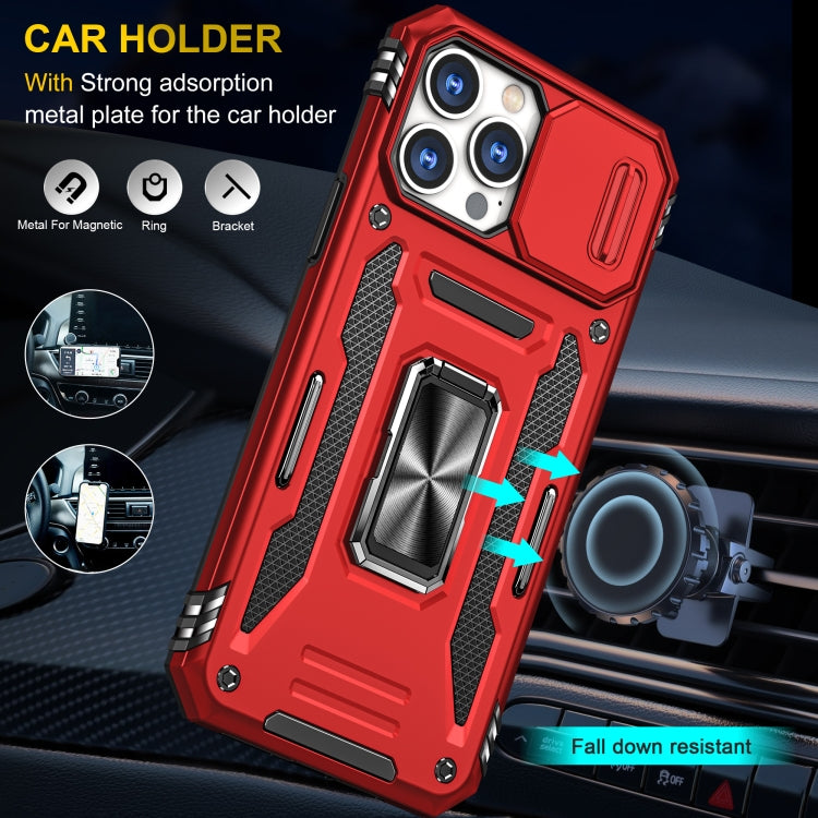For iPhone 13 Pro Max Armor PC + TPU Camera Shield Phone Case (Red) by buy2fix
