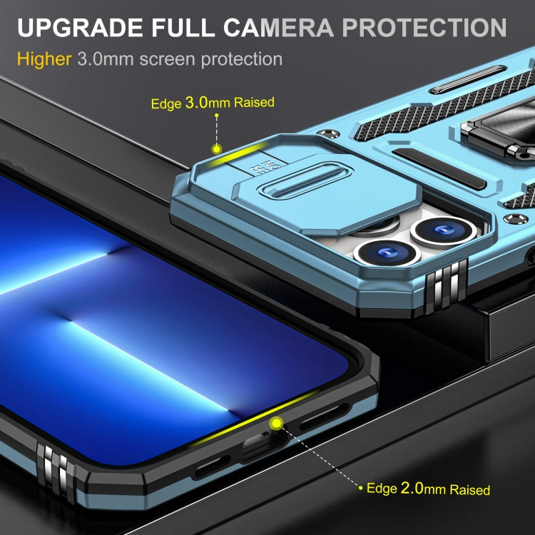 For iPhone 13 Pro Max Armor PC + TPU Camera Shield Phone Case (Light Blue) by buy2fix