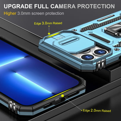 For iPhone 13 Pro Max Armor PC + TPU Camera Shield Phone Case (Light Blue) by buy2fix