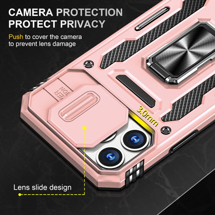 For iPhone 13 Pro Max Armor PC + TPU Camera Shield Phone Case (Rose Gold) by buy2fix