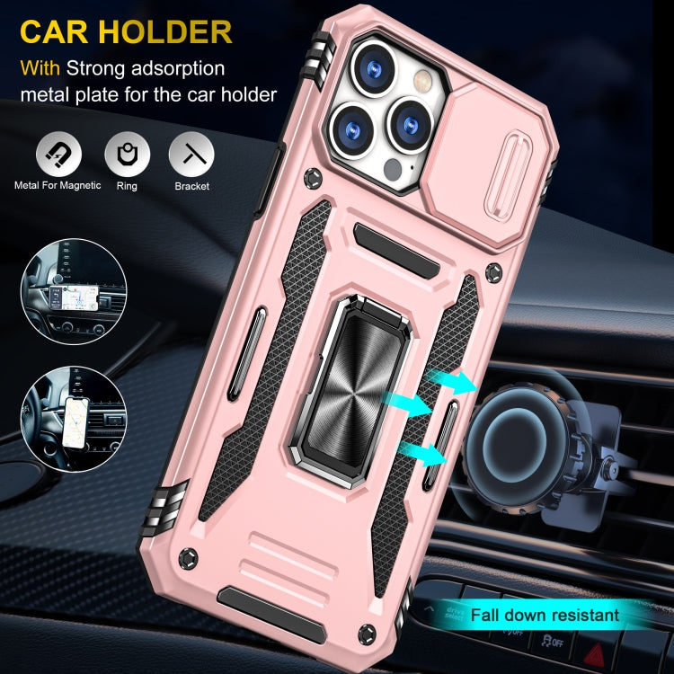 For iPhone 13 Pro Max Armor PC + TPU Camera Shield Phone Case (Rose Gold) by buy2fix
