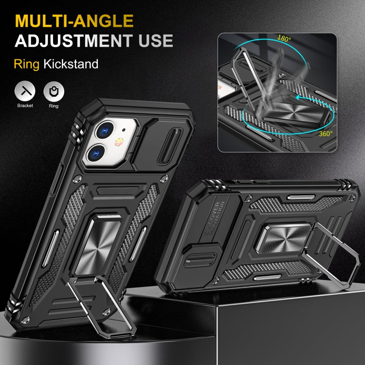 For iPhone 12 Armor PC + TPU Camera Shield Phone Case(Black) by buy2fix