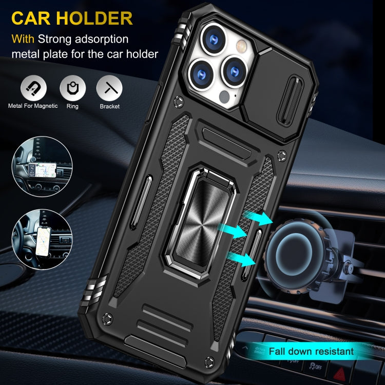 For iPhone 12 Pro Max Armor PC + TPU Camera Shield Phone Case(Black) by buy2fix