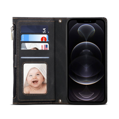 For iPhone 14 Retro Frosted RFID Flip Leather Phone Case (Black) - iPhone 14 Cases by buy2fix | Online Shopping UK | buy2fix